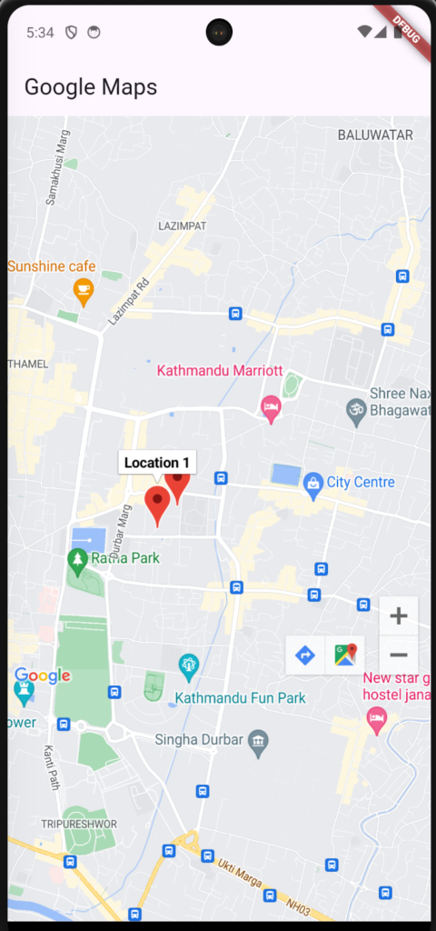 output of Add Google Maps in Flutter 