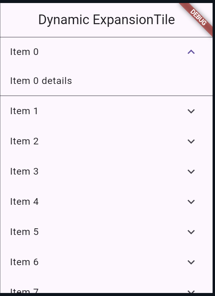 Flutter Expansion List