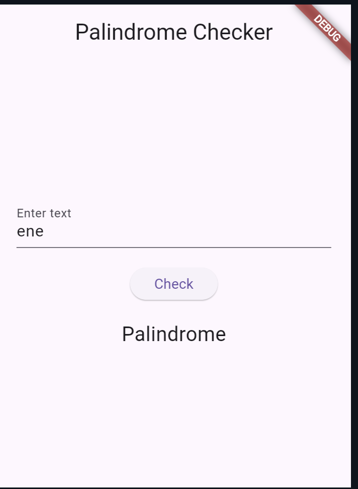 Output of Palindrome Checker 